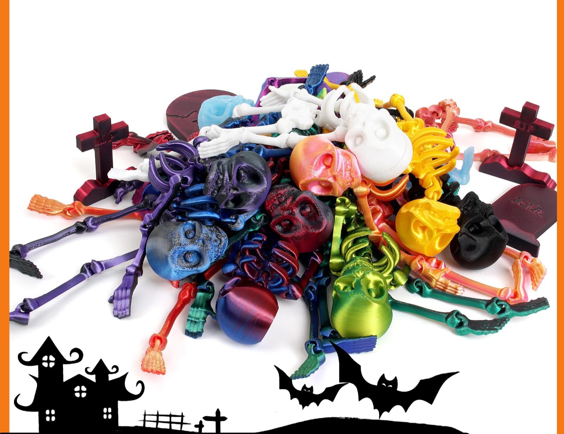 Wholesale 3d printing luminous joint movable skull little toy dancing ornaments